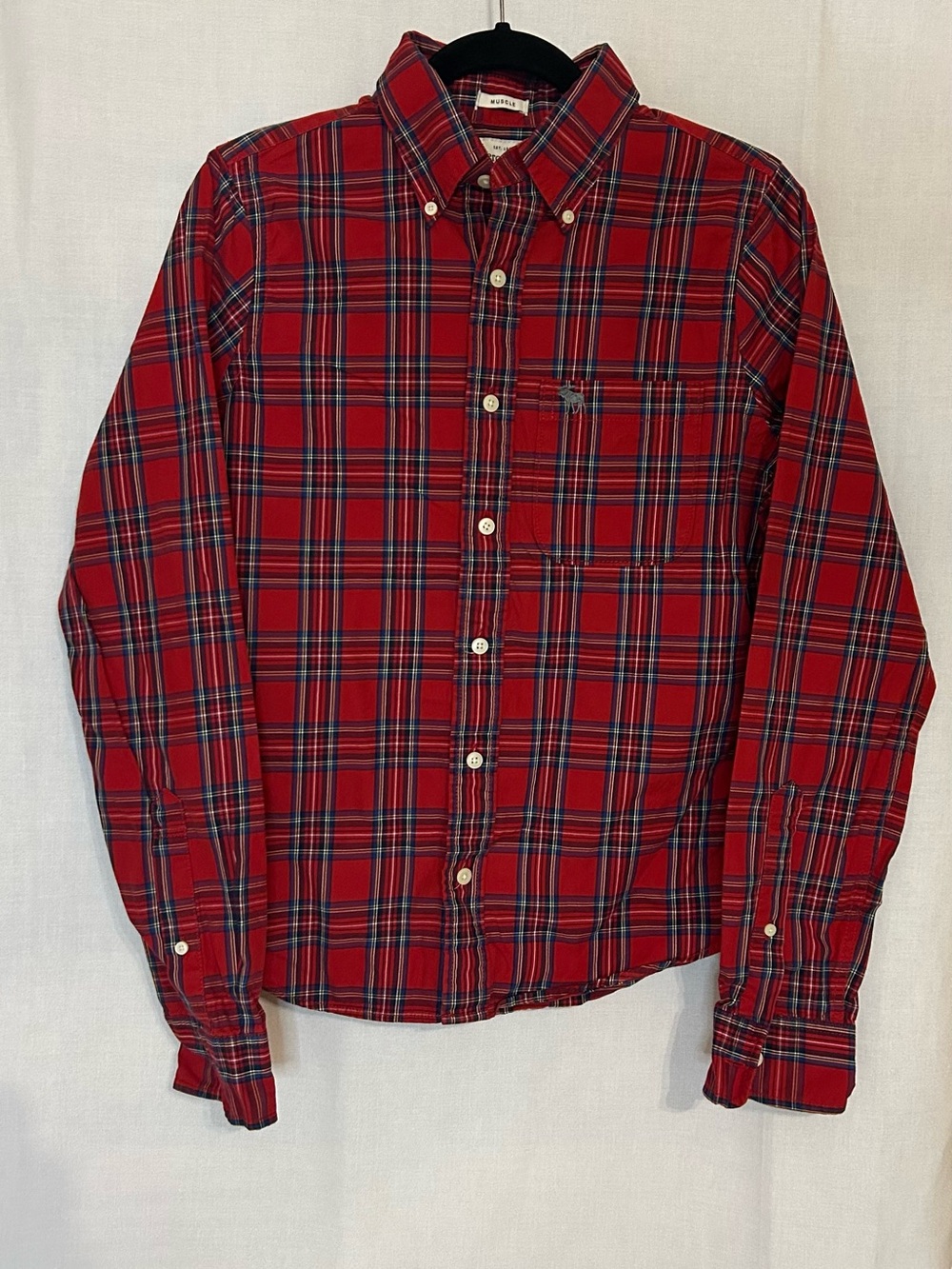 Abercrombie & Fitch Red Plaid Button-Down Shirt